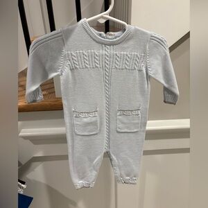 Angel Dear Cable Knit Baby Footie - Light Blue 0-3months